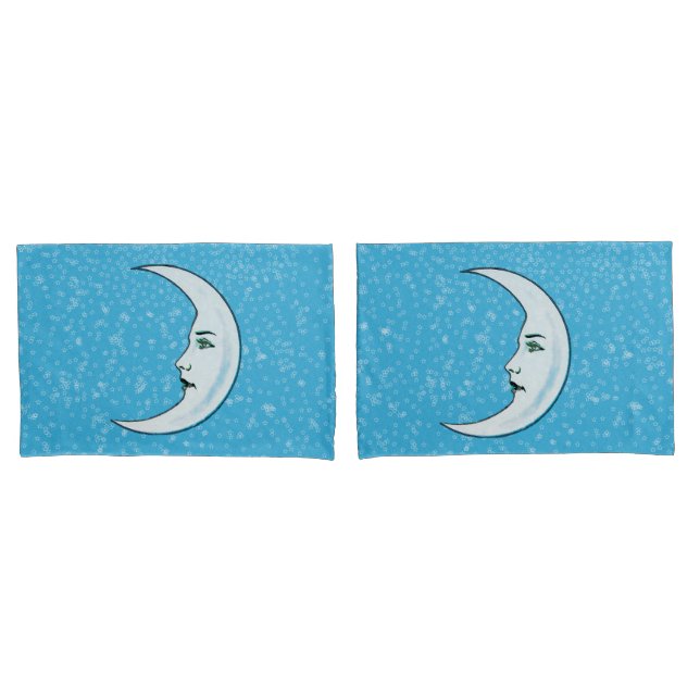Elegante Crescente Branco Lua Estrelas Aqua Azul (Frente - conjunto)