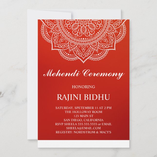 Elegante Crimson Paisley Indian Mehndi Ceremony (Frente)