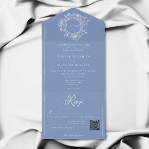Elegante Crista de Pássaro em Chinoiserie Azul Cas