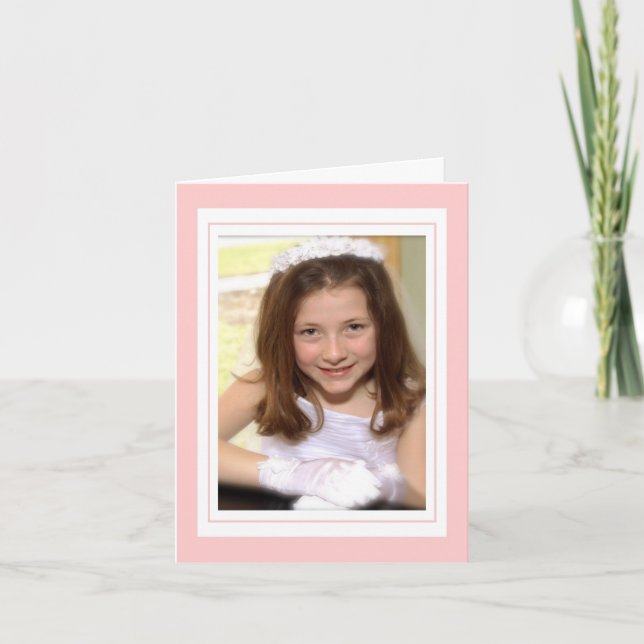 Elegante Cruz em Rosa Foto Cartão de Agradecimento (Frente)