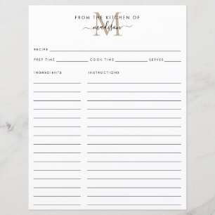 Elegante da Cozinha da Receita do Monograma Dourad