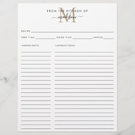 Elegante Da Cozinha Da Receita Dourada Do Monogram