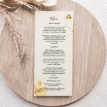Elegante Daisy Wedding Flat Menu<br><div class="desc">Este elegante cardápio de casamento margarida é perfeito para o seu casamento minimalista moderno. Esta design apresenta caligrafia simples preta com verde, margarida, flores do cosmos e abelhas em um fundo branco fora para combinar com seu clássico casamento tradicional ou casamento de boho minimalista no primavera, verão, outono. Por favor,...</div>