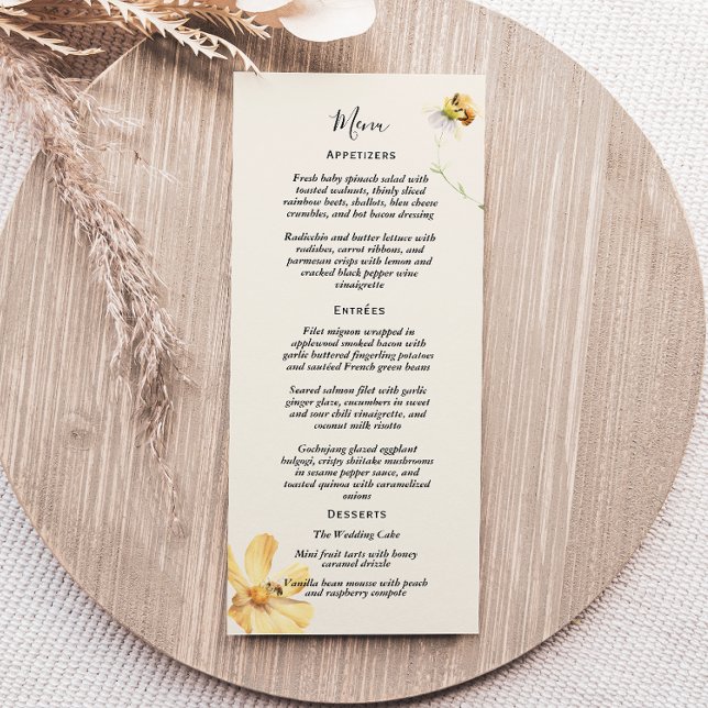 Elegante Daisy Wedding Flat Menu (Criador carregado)