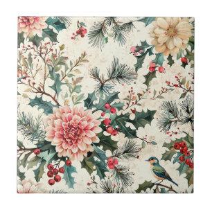 Elegante Dália Coral de Natal Holly Creme