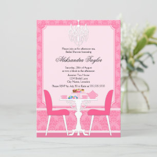 Elegante Damask e Chandelier Tea Convite de festas