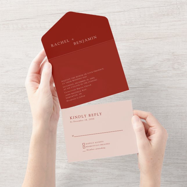 Elegante de Casamento Boho Terracotta Minimalista  (Aba destacável)