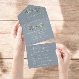 Elegante de Casamento Eucalyptus Greenery Azul