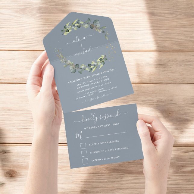 Elegante de Casamento Eucalyptus Greenery Azul (Criador carregado)