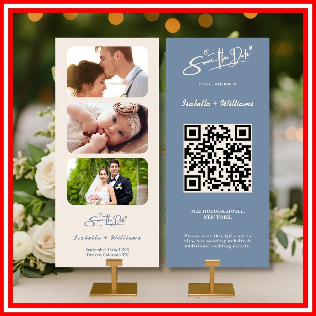 Elegante de Código QR de Foto de Casamento Azul Du (Criador carregado)
