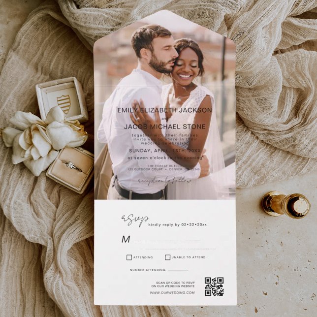 Elegante de Código QR de Foto de Casamento Minimal (Criador carregado)