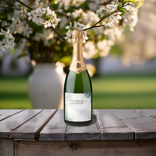 Elegante De Cores De Água Deixa Rótulo De Vinho Es (Criador carregado)