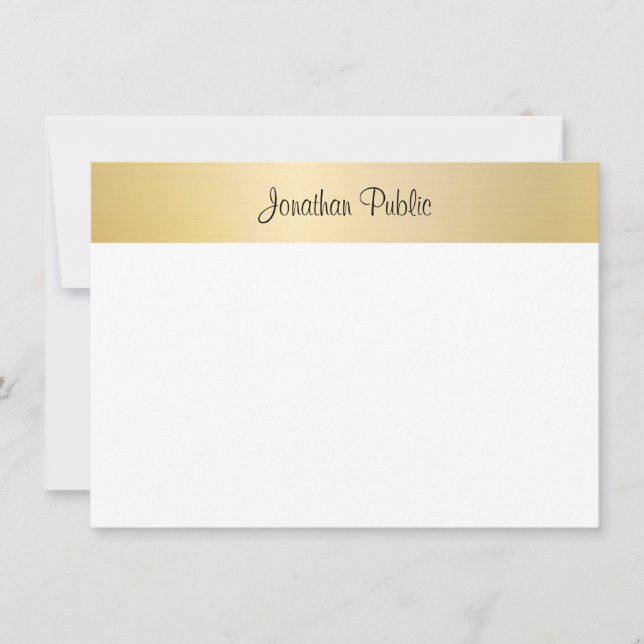 Elegante de Script Manuscrito Dourado Faux Modelo (Frente)