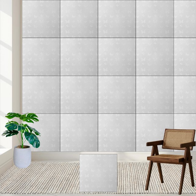 Elegante de vidro branco da borboleta branca Elega (Elegant White Butterfly Frosted Glass Effect Ceramic Tile)