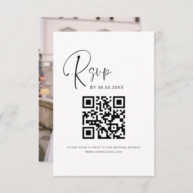 Elegante de Website de Casamento RSVP de Código QR (Frente/Verso)