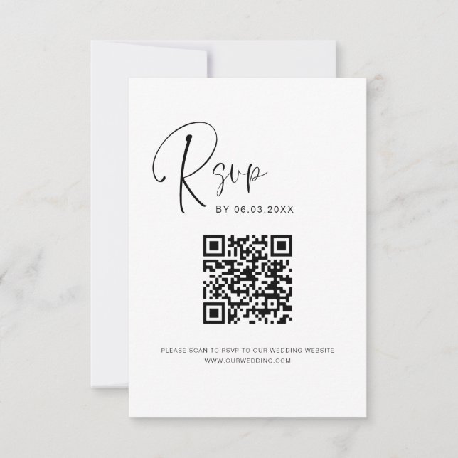 Elegante de Website de Casamento RSVP de Código QR (Frente)