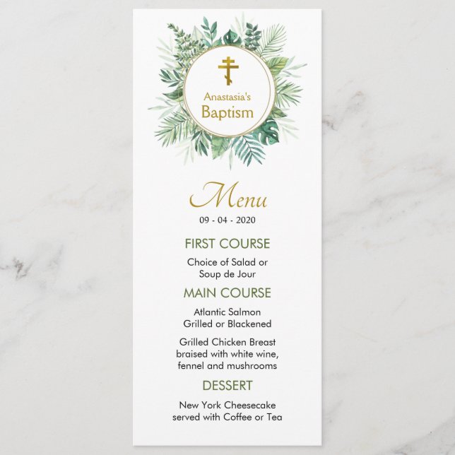 Elegante deixa o menu do batismo cristão ortodoxo (Frente)