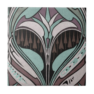 elegante design art nouveau em verde água e vinho
