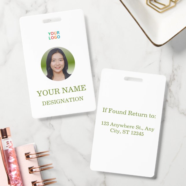 Elegante Design de Crachá Personalizado com Foto e (Escritório)