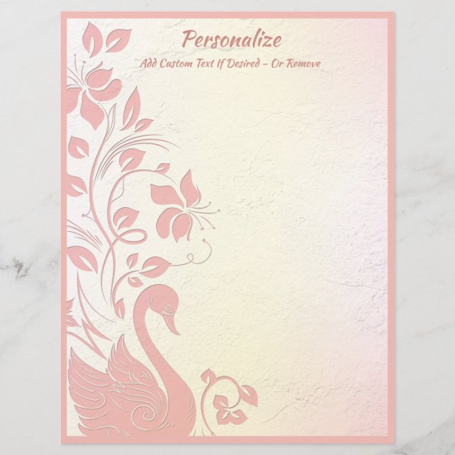 Elegante Design Floral de Cisne Rosa Personalizado (Frente)
