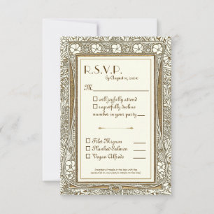 Elegante Dourada Ivory Art Nouveau RSVP w Meia Esc