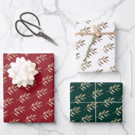 Elegante Dourado Branch Red e Green Christmas