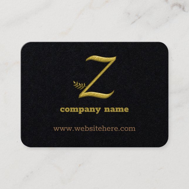 Elegante, Dourado, Cartão de visita de logotipo Z  (Frente)
