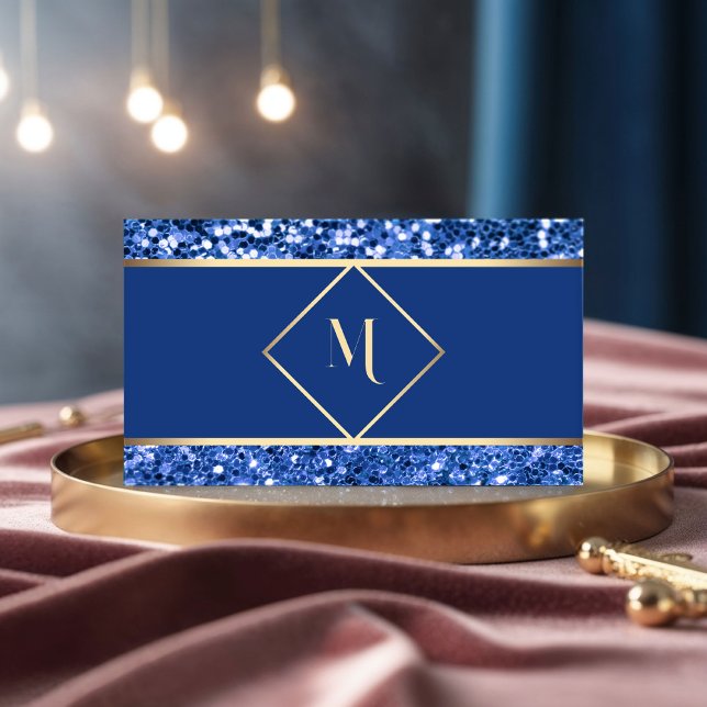 Elegante, Dourado e Azul - Cartão de visita modern (Criador carregado)