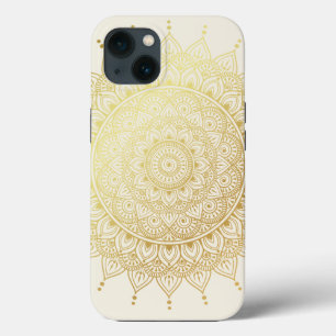 Elegante Dourado em Cream Floral Henna Mandala Mã