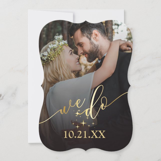 Elegante Dourado Fazemos Convite De Casamento (Frente)