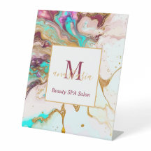 Elegante Dourado Fox Marble Monograma Salão de Bel