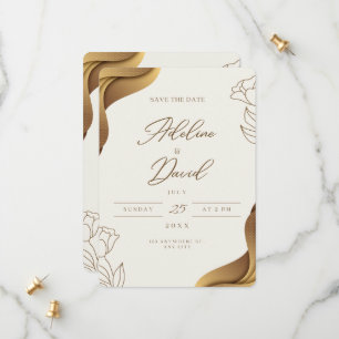 Elegante Dourado Guardar O Convite De Data