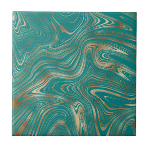 Elegante Dourado Marble Teal Escuro