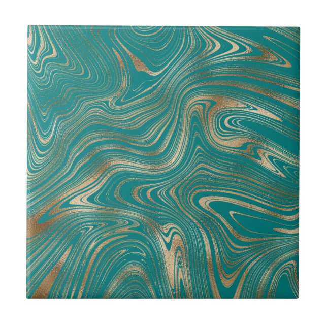 Elegante Dourado Marble Teal Escuro (Frente)