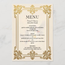 Elegante Dourado Menu de Casamento Cartão de Luxo