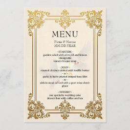 Elegante Dourado Menu de Casamento Cartão de Luxo