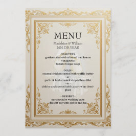 Elegante Dourado Menu de Casamento Cartão de Luxo