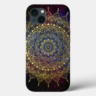 Elegante Dourado na Nebulosa Escura Floral Henna M