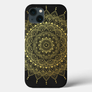 Elegante Dourado no Floral Negro Suave Henna Manda