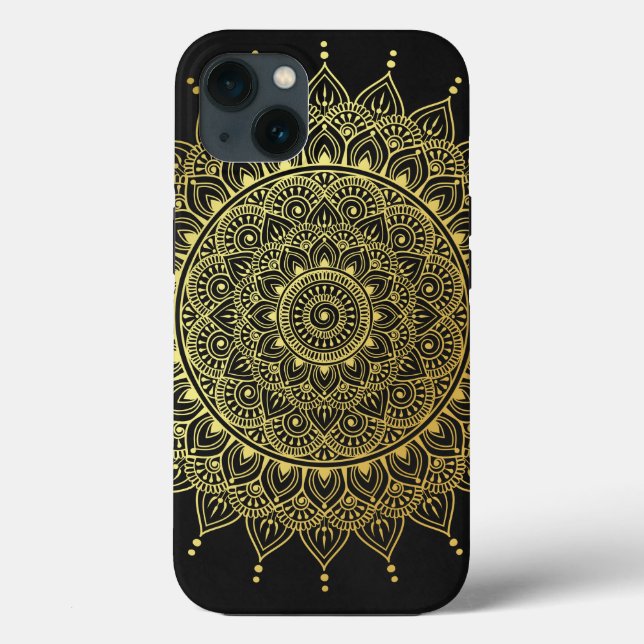 Elegante Dourado no Floral Negro Suave Henna Manda (Verso)