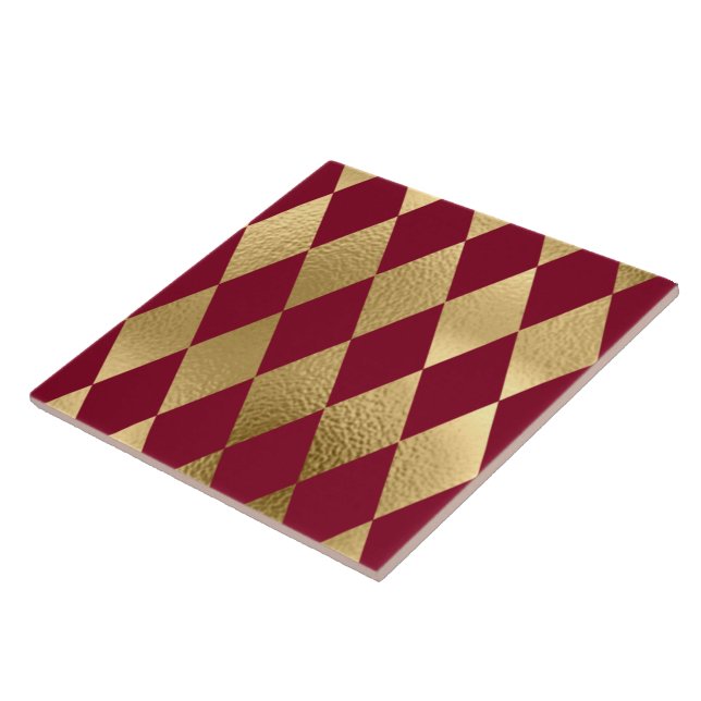 Elegante Dourado Padrão de Diamante Burgundy (Lateral)