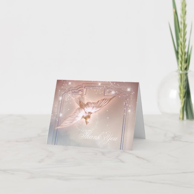 Elegante Dove Funeral Obrigado Cartões (Frente)