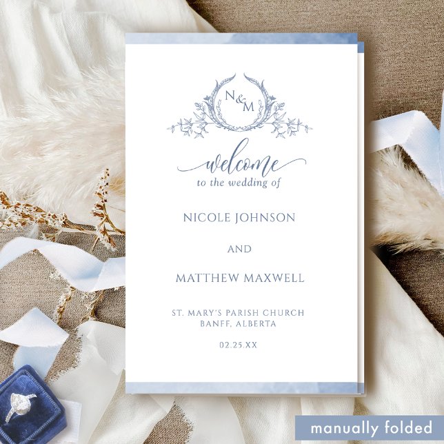 Elegante Dusty Blue Ceremony Program (Criador carregado)