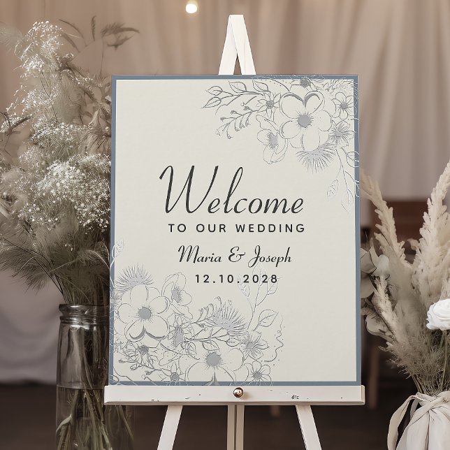 Elegante Dusty Blue Wedding Poster (Criador carregado)
