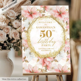 Elegante Dusty Pink Ivory Dourado Birthday Bem-vin