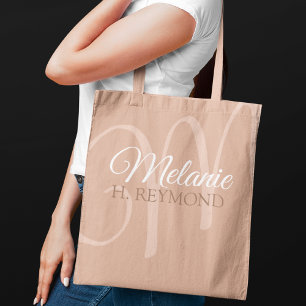 Elegante Dusty Rosa Tote Bag com seu nome