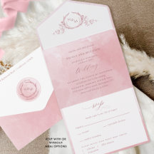 Elegante Dusty Rosa Watercolor Monograma Casamento