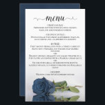 Elegante Dusty Steel Blue Rosa Budget Menu Casamen<br><div class="desc">Esses lindos menus de casamento são simples, elegantes e na moda, enquanto ainda são amigáveis e baratos. Eles apresentam uma design elegante e glamourosa com um título de caligrafia de escrita e um rosa poeirento de aço solteiro azul, refletindo em uma piscina de água com ondas e ondulações. A parte...</div>