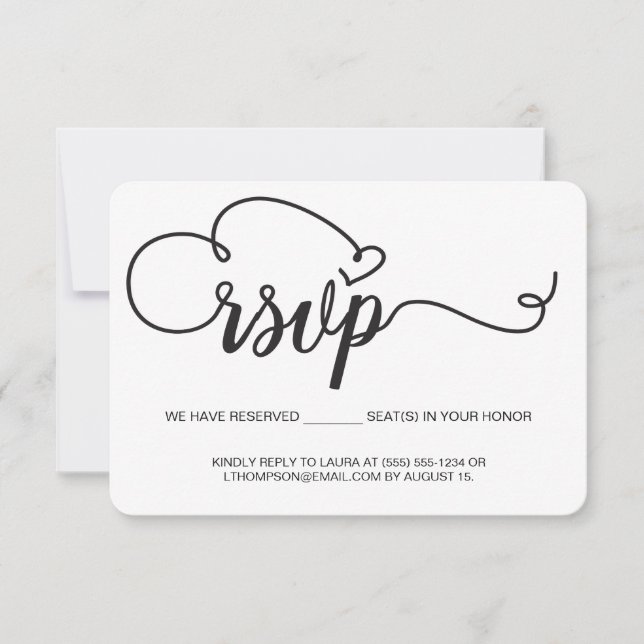 Elegante E-mail de RSVP com Assento Reservado para (Frente)