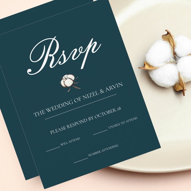 Elegante e Minimalista Algodão Verde RSVP Clássico (Criador carregado)